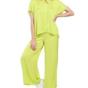 - Young Beautiful & broke  2pc cord set neon green NEW with TAG oversized …